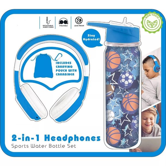 Vivitar "iVibe" Wireless & Audio Cable Headphones & Sporty Water Bottle Set of 3